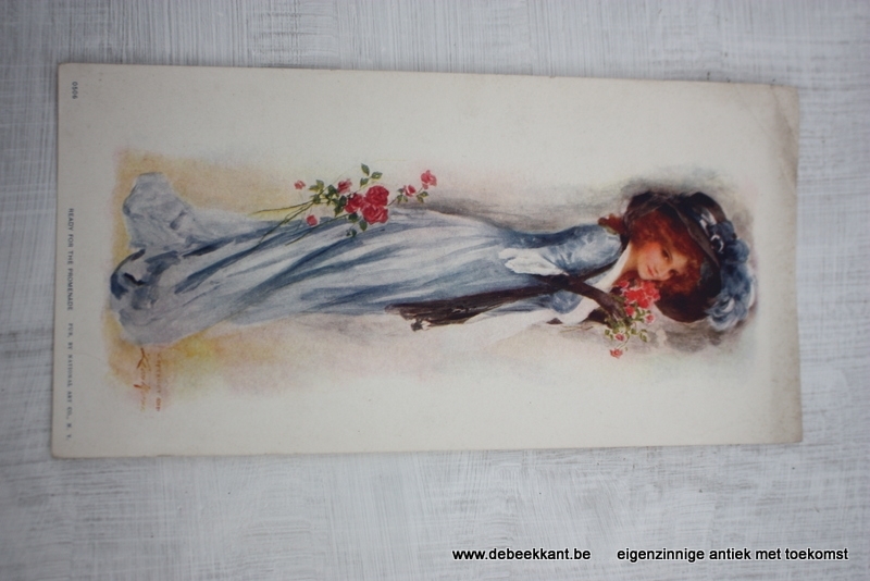 Antieke prent dame