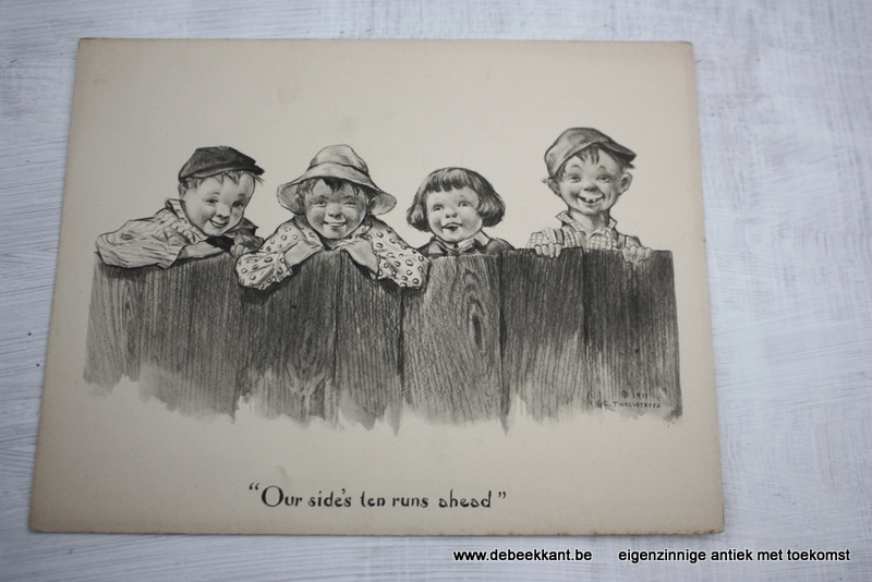 Antiek prent met kinderen