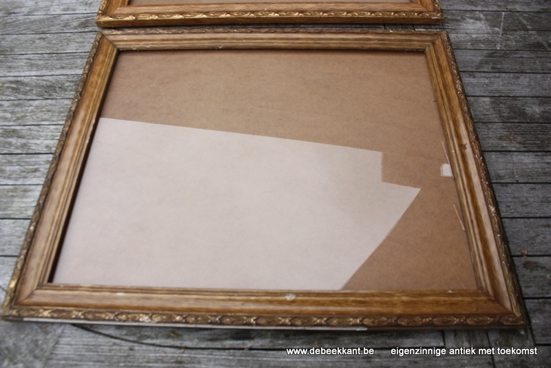 Antieke houten kader authentiek glas 46.8 x 56.5