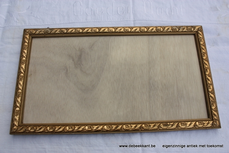Antieke lange houten kader met roosjes 23.4 x 41.2