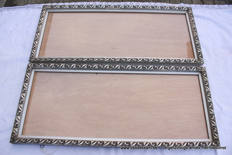 Antieke lange kaders met roosjes grijs 26 x 60.5