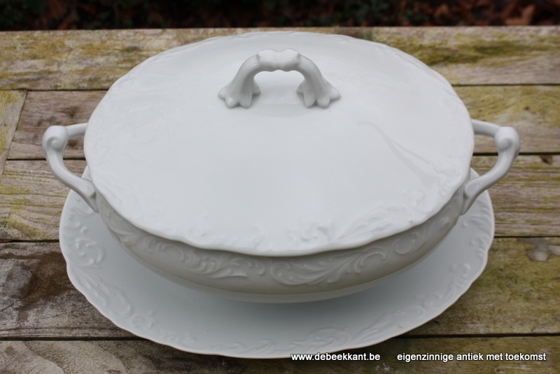 Soepterrine terrine groentenschotel en onderschotel wit 