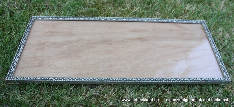 Antieke lange houten kader zilverkleur 22.3 x 55.3