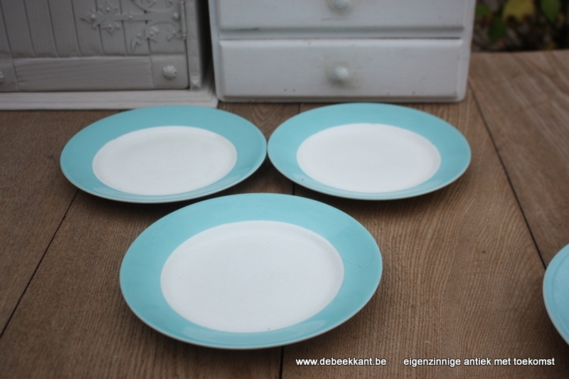 Vintage retro borden boord appelblauw zeegroen