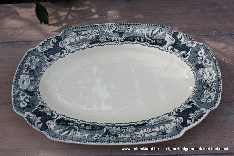Antieke serveerschotel Maestricht VICTORIA PETROL BLAUW