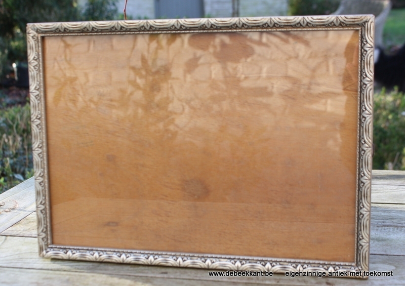 Antieke grijze houten kader Artdeco motief 23,9 x 33,3 