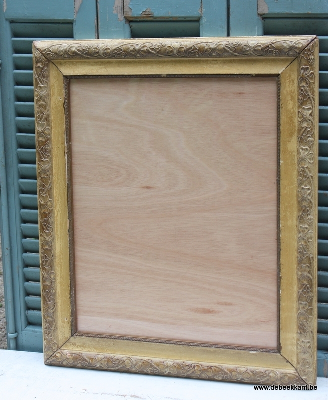 Antieke kader lijst klavertjes vier goudgeel 52.3 x 61.5