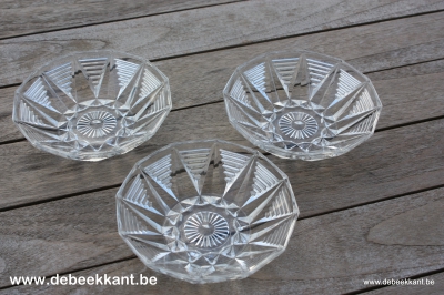 Set van 3 antieke artdeco glazen schaaltjes