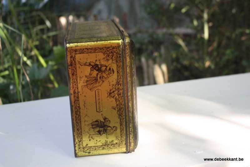 Antiek blik chocolade Demaret boerendans 