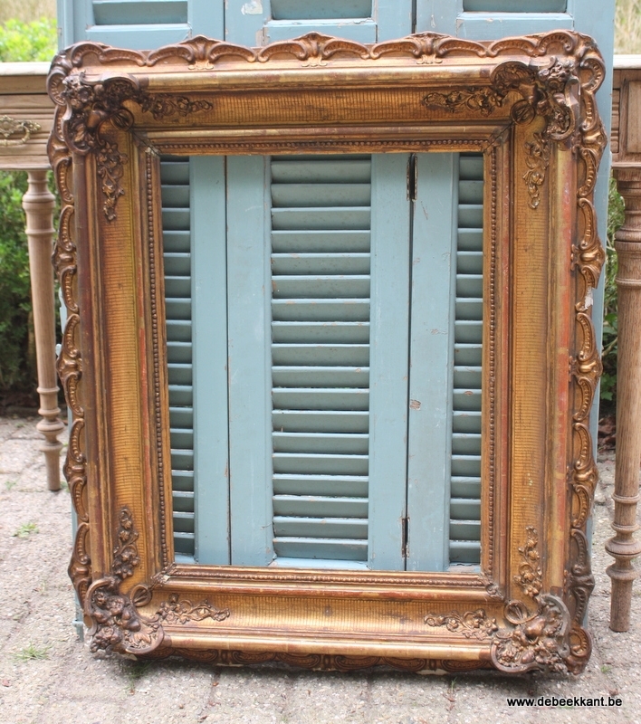 Antieke zware houten kader lijst te restaureren 69.5 x 83