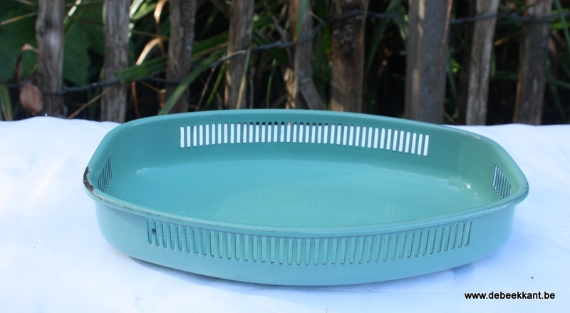 Artdeco schotel broodmand fruitschaal emaille groen