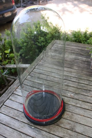 Antieke globe zwarte voet H 50 cm