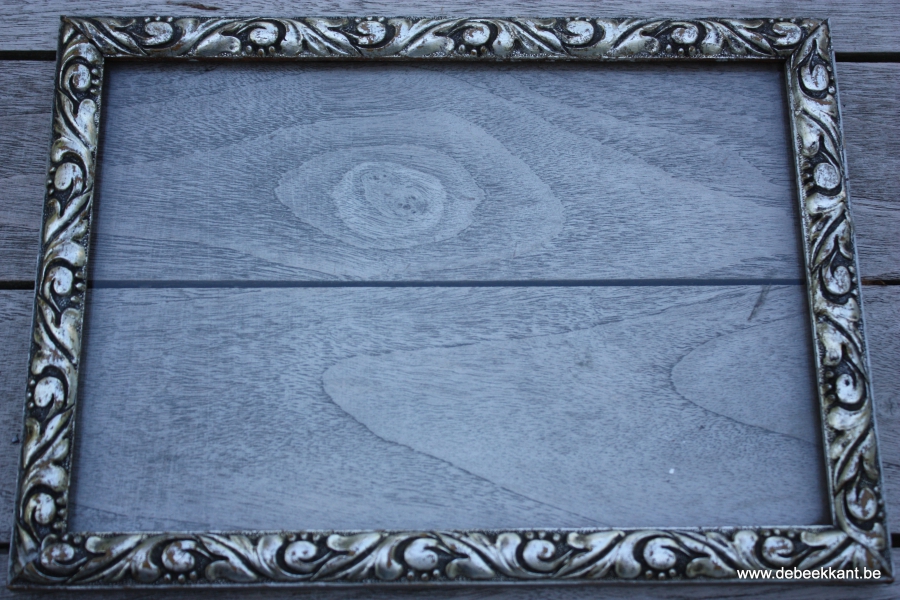 Antiek houten kadertje zilverkleur 21.5 x 28.2